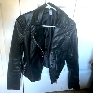 Black faux leather jacket, size 0 XS